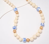 Susan Graver White Mixed Media Necklace with Hand Painted Beads